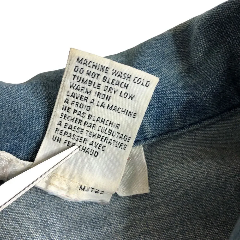 Vintage Talbots Vest Womens Small Blue Denim Button Front Cotton Spandex Pockets - Picture 6 of 15